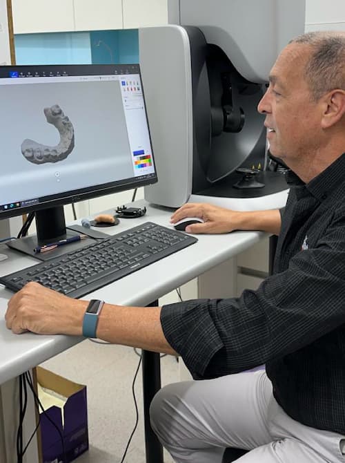 Designing a case on screen in the lab
